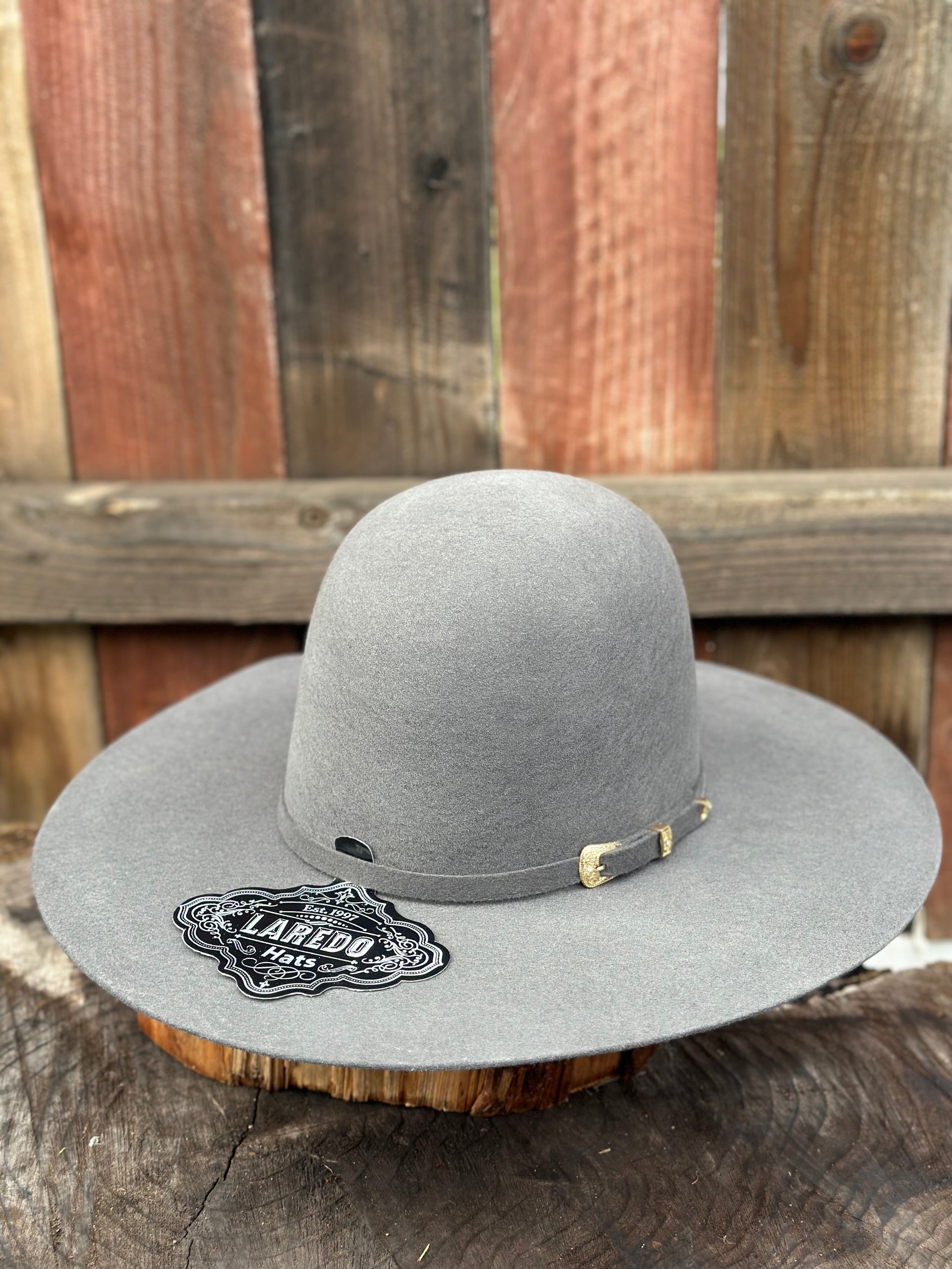 ✨ Wool Heathered Felt Pinched Crown Hat S Brown Leather Band Stout Wool Felt Diamond Crown Fedora Hat – Village Hat Shop main image 2