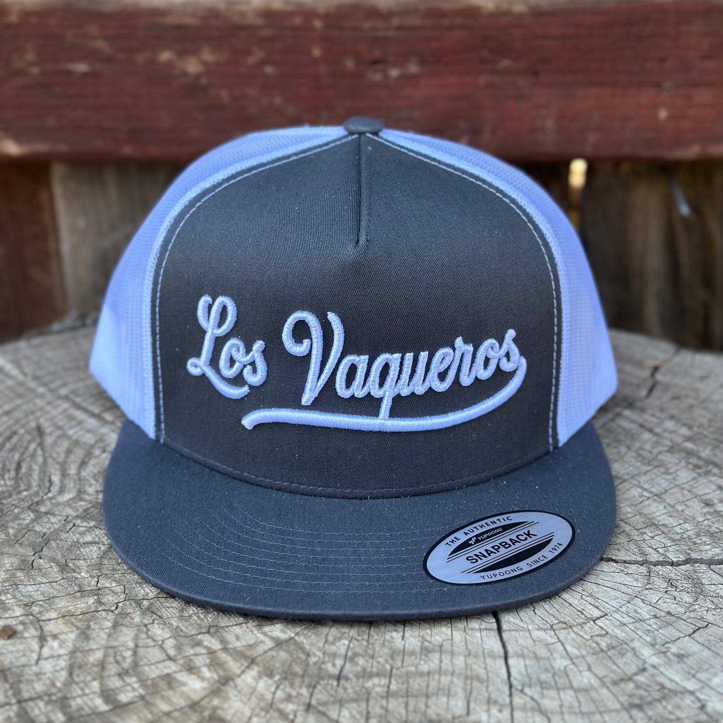 Los Vaqueros LV Signature Snapback Flat Brim Grey/White