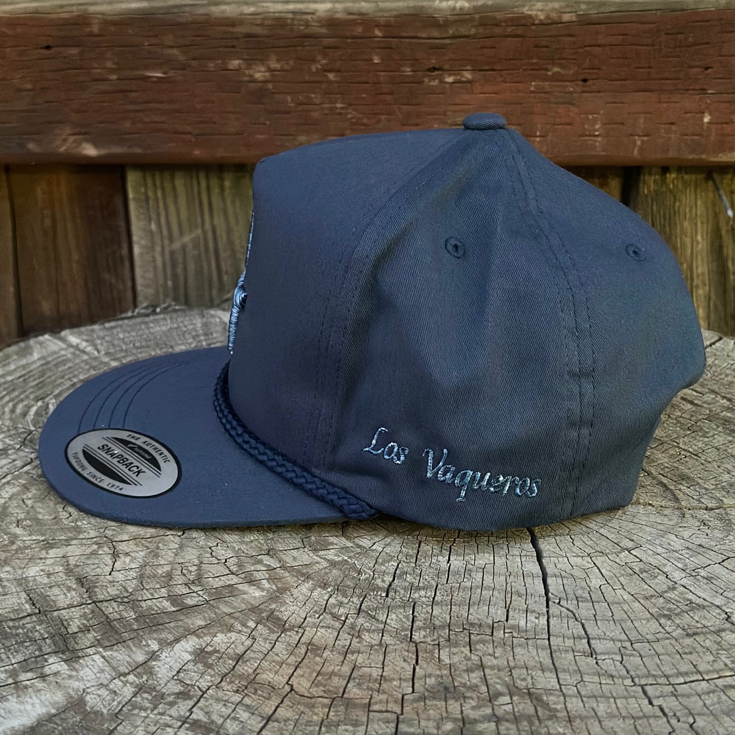 Los Vaqueros LV Logo Rope Snapback Flat Brim Navy