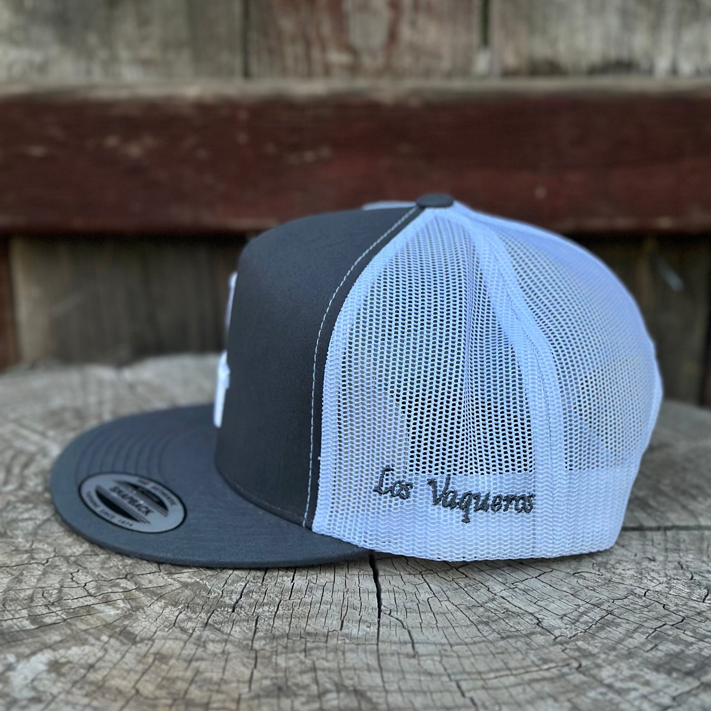 Los Vaqueros LV Logo Snapback Flat Brim Grey/White