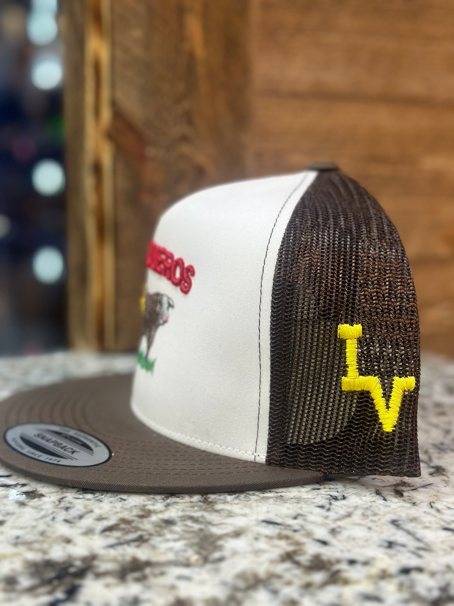 Los Vaqueros Hereford Snapback White/Brown With Yellow