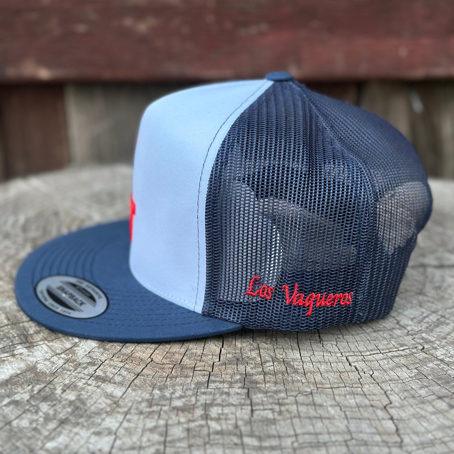 Los Vaqueros LV Logo Snapback Flat Brim Navy/White