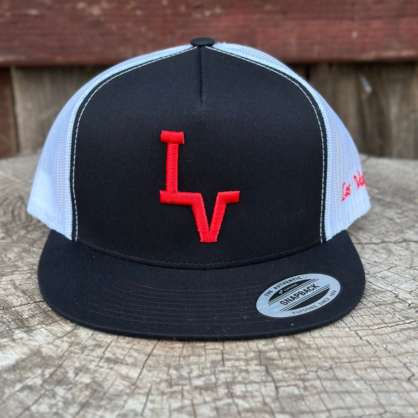 Los Vaqueros LV Logo Snapback Flat Brim Black/White