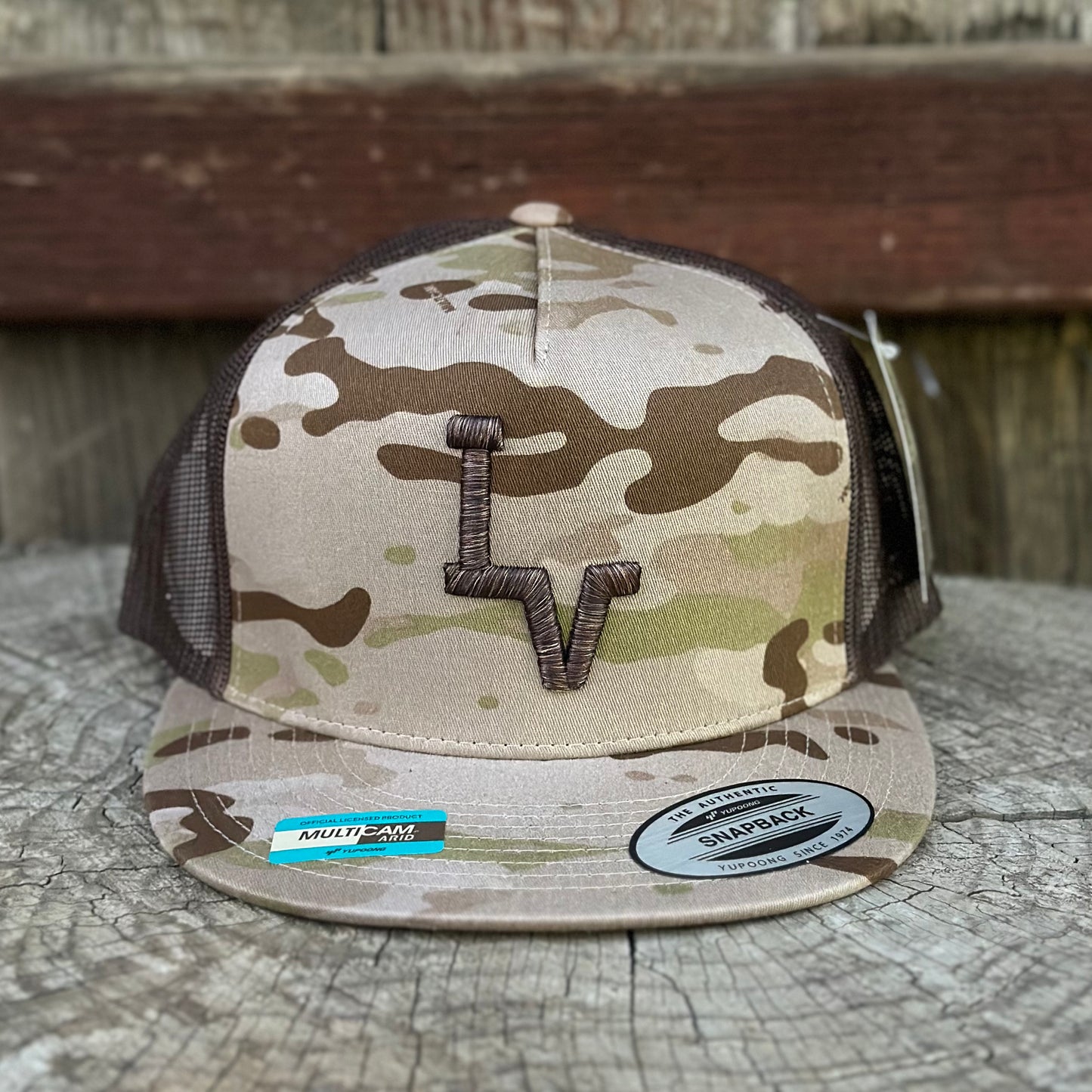 Los Vaqueros LV Logo Snapback Flat Brim Brown/Tan Camouflage