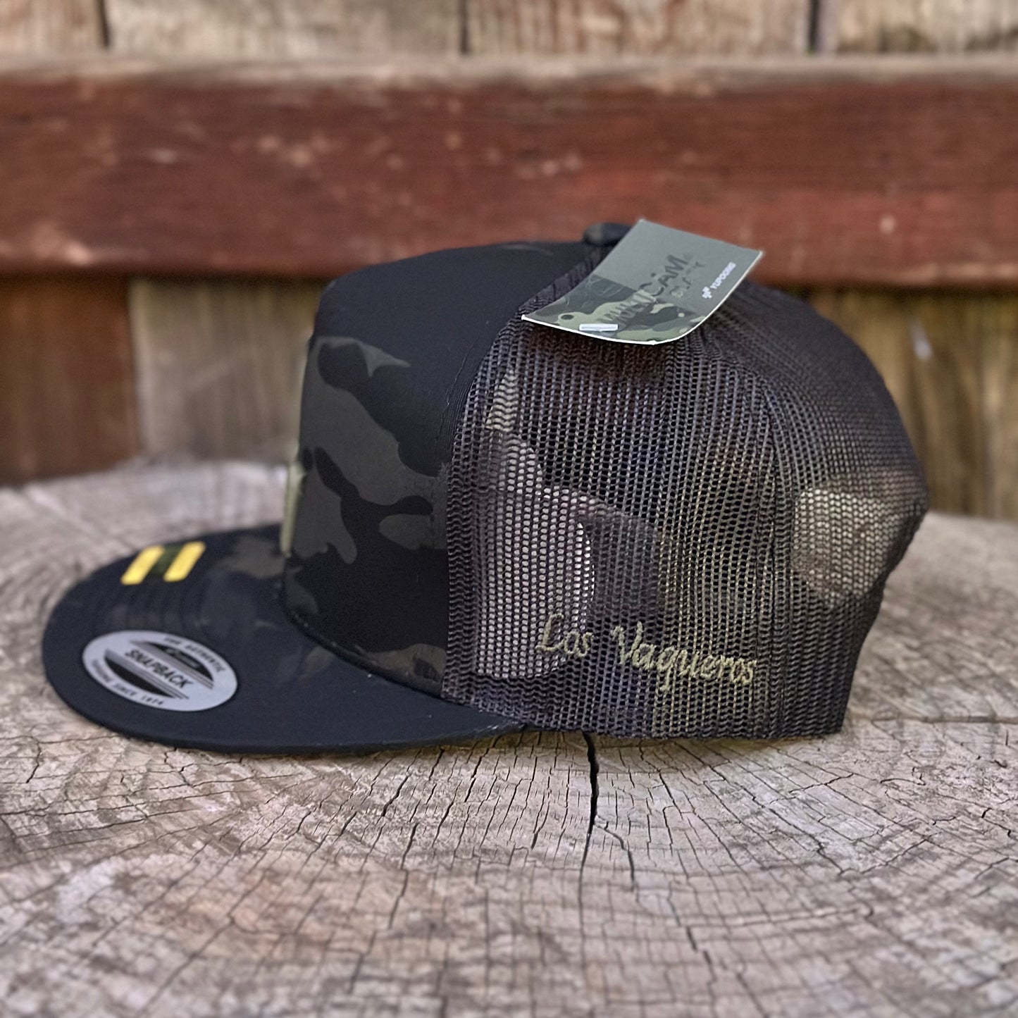 Los Vaqueros LV Logo Snapback Flat Brim Black Camouflage