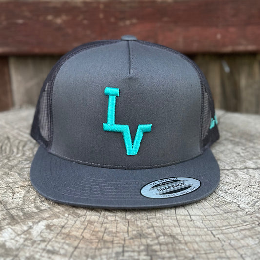 Los Vaqueros LV Logo Snapback Flat Brim Grey/Black