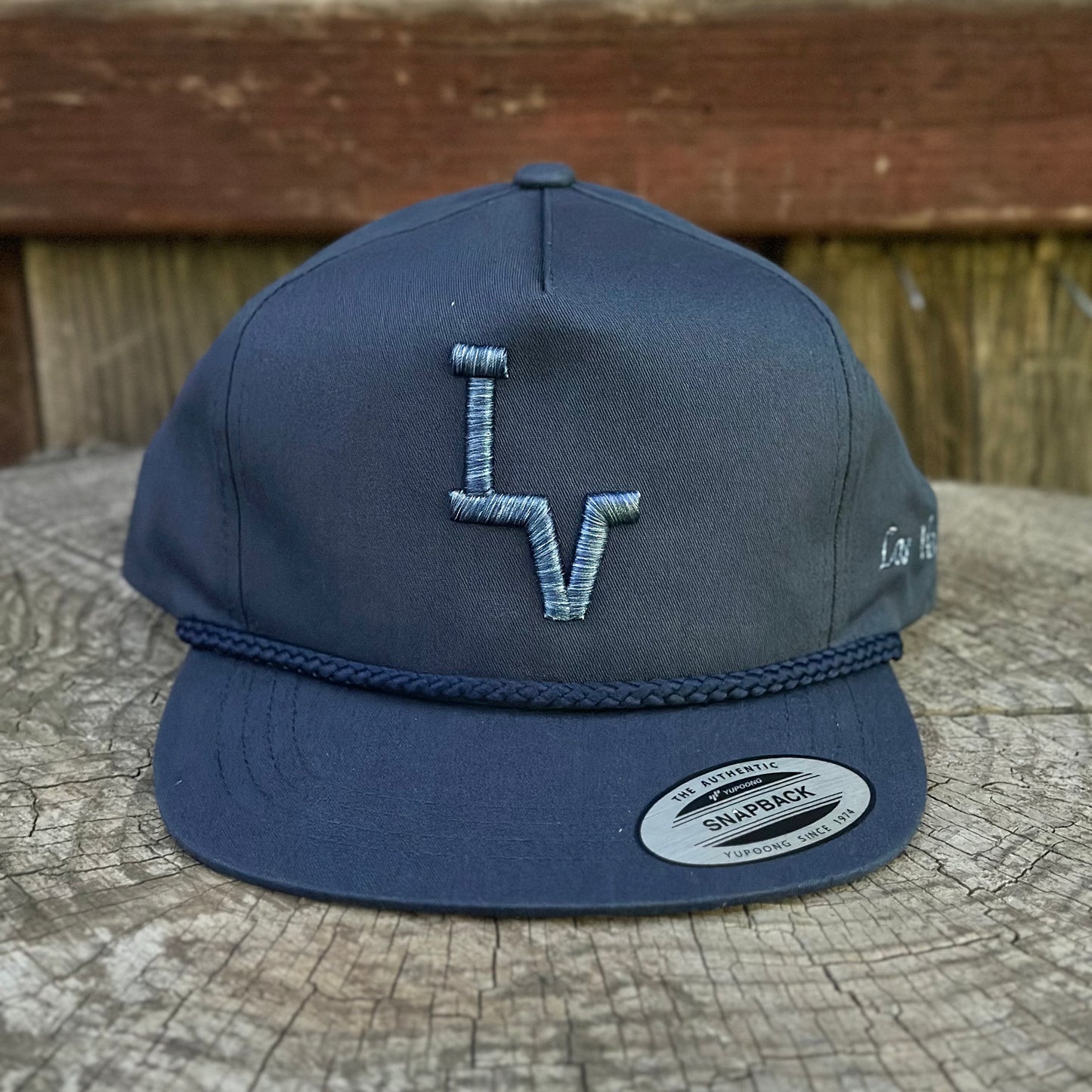 Los Vaqueros LV Logo Rope Snapback Flat Brim Navy