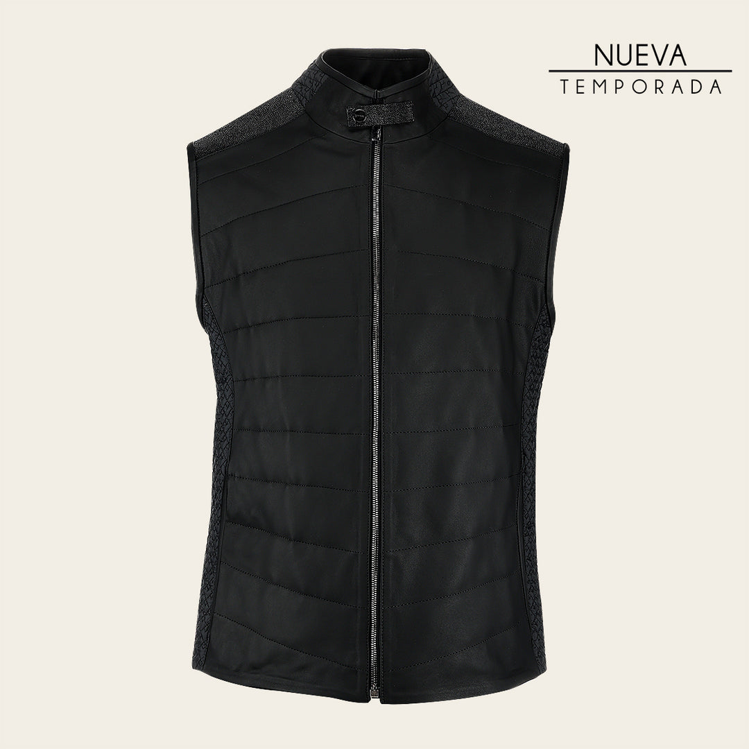 Cuadra Men's Black Stingray Zipper Vest JC355
