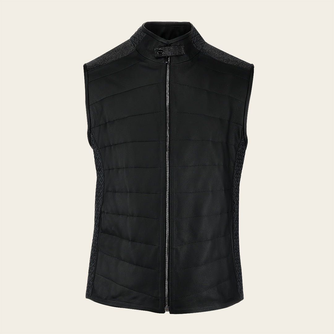 Cuadra Men's Black Stingray Zipper Vest JC355