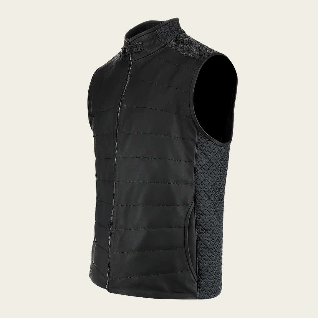 Cuadra Men's Black Stingray Zipper Vest JC355