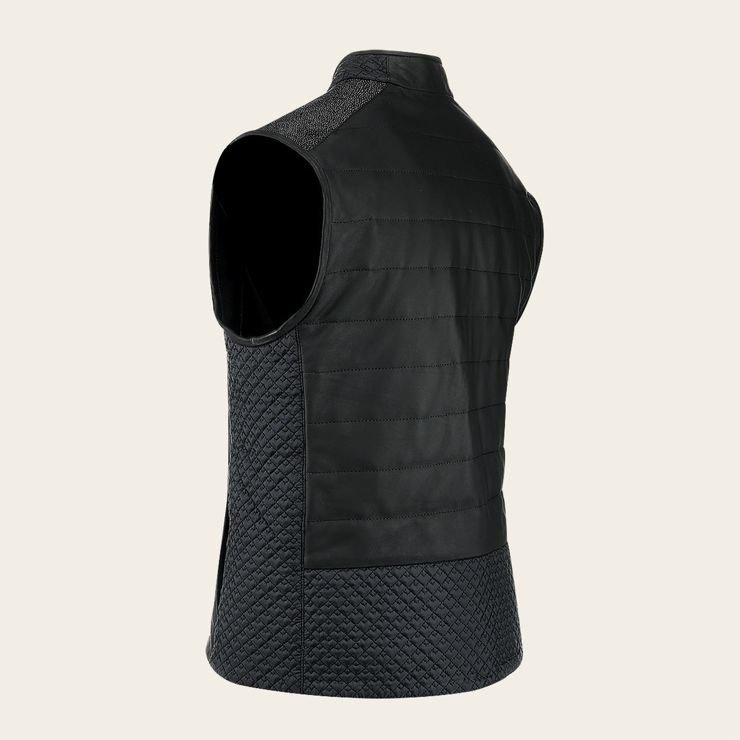Cuadra Men's Black Stingray Zipper Vest JC355