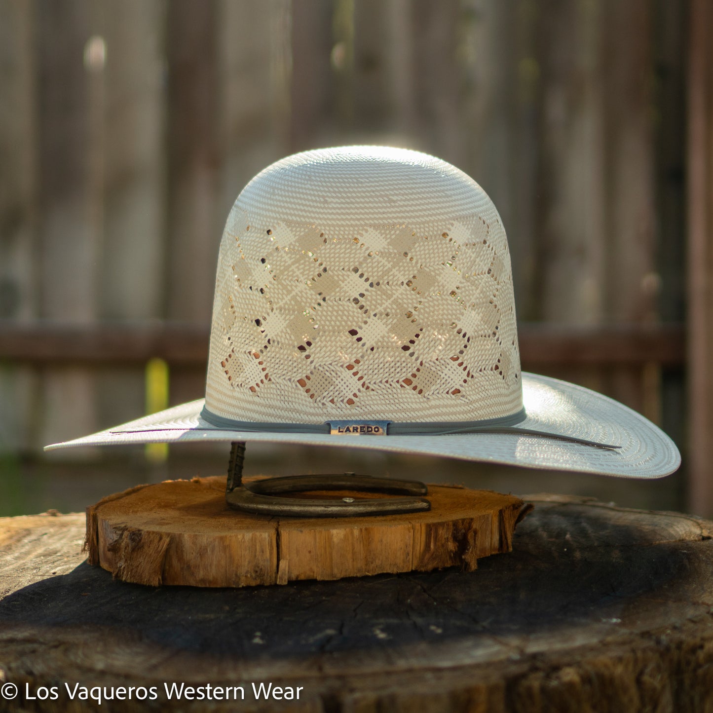 Laredo Straw Hat Tall Crown Honey Comb Tan/White