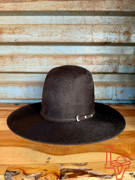 Tacchino 10X Beaver Grizzly Fur Felt Hat 7" Tall Crown 4.25" Brim Chocolate