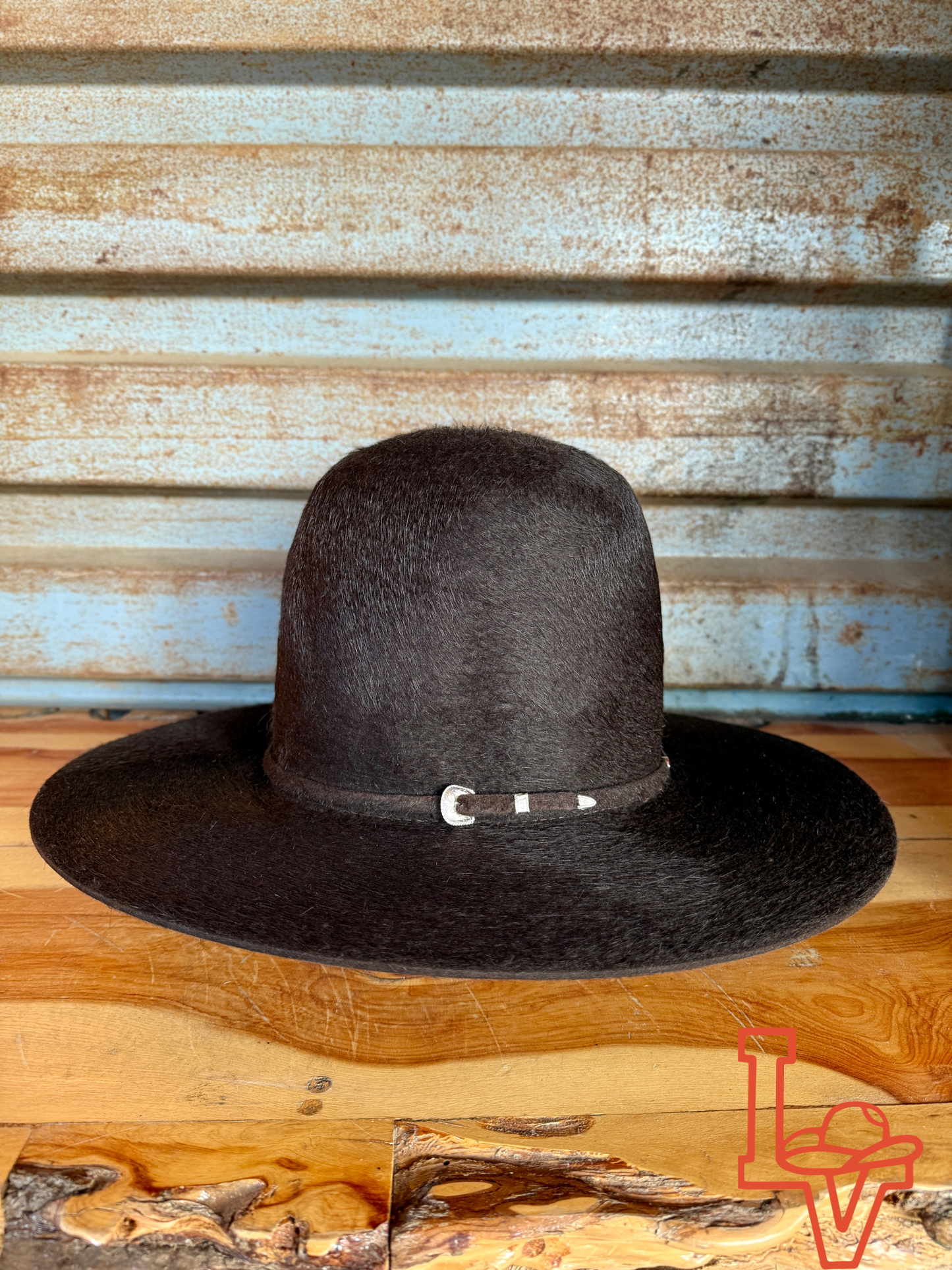 Tacchino 10X Beaver Grizzly Fur Felt Hat 7" Tall Crown 4.25" Brim Chocolate