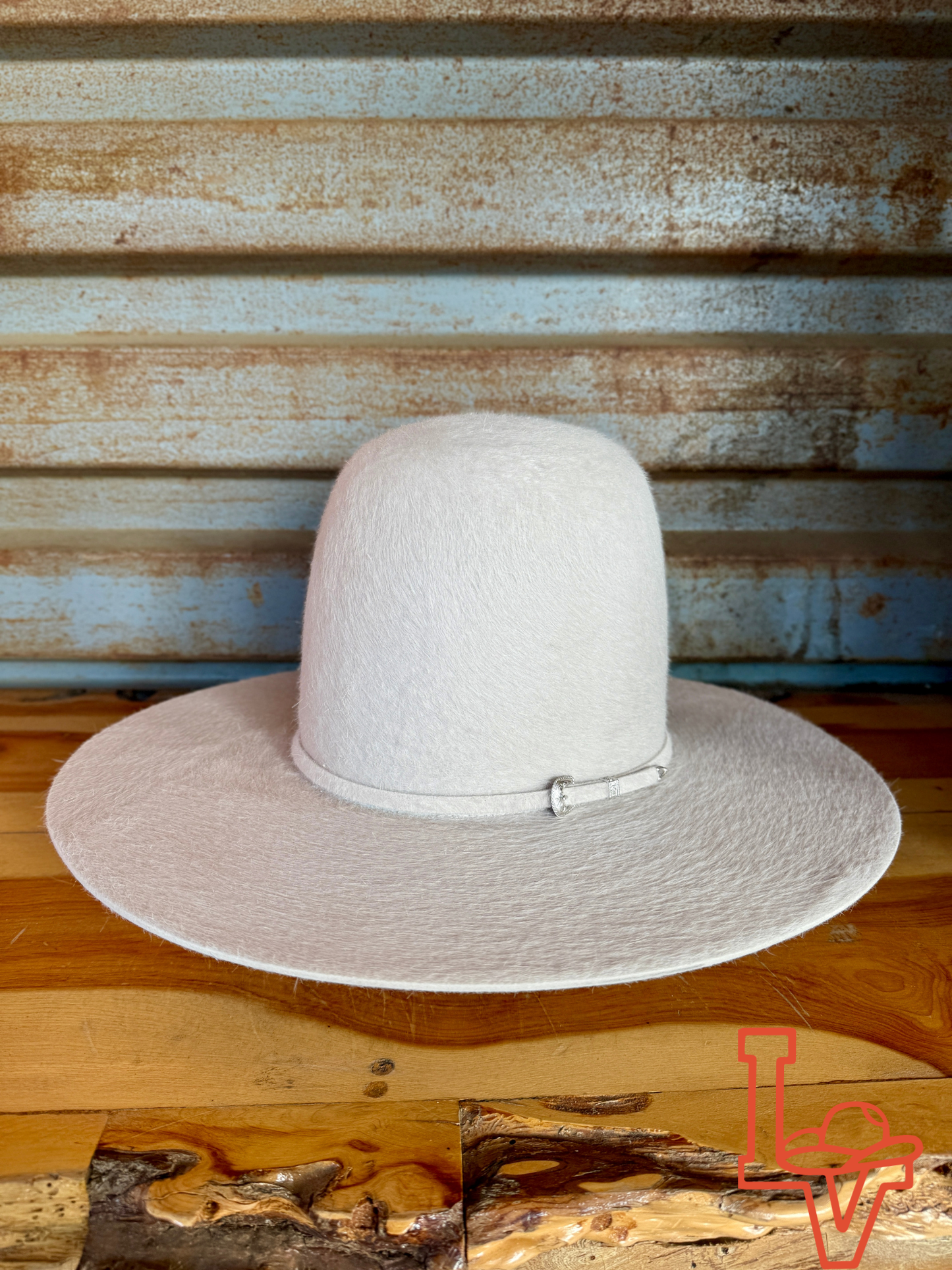 Tacchino 10X Beaver Grizzly Fur Felt Hat 7" Tall Crown 4.25" Brim Crystal White