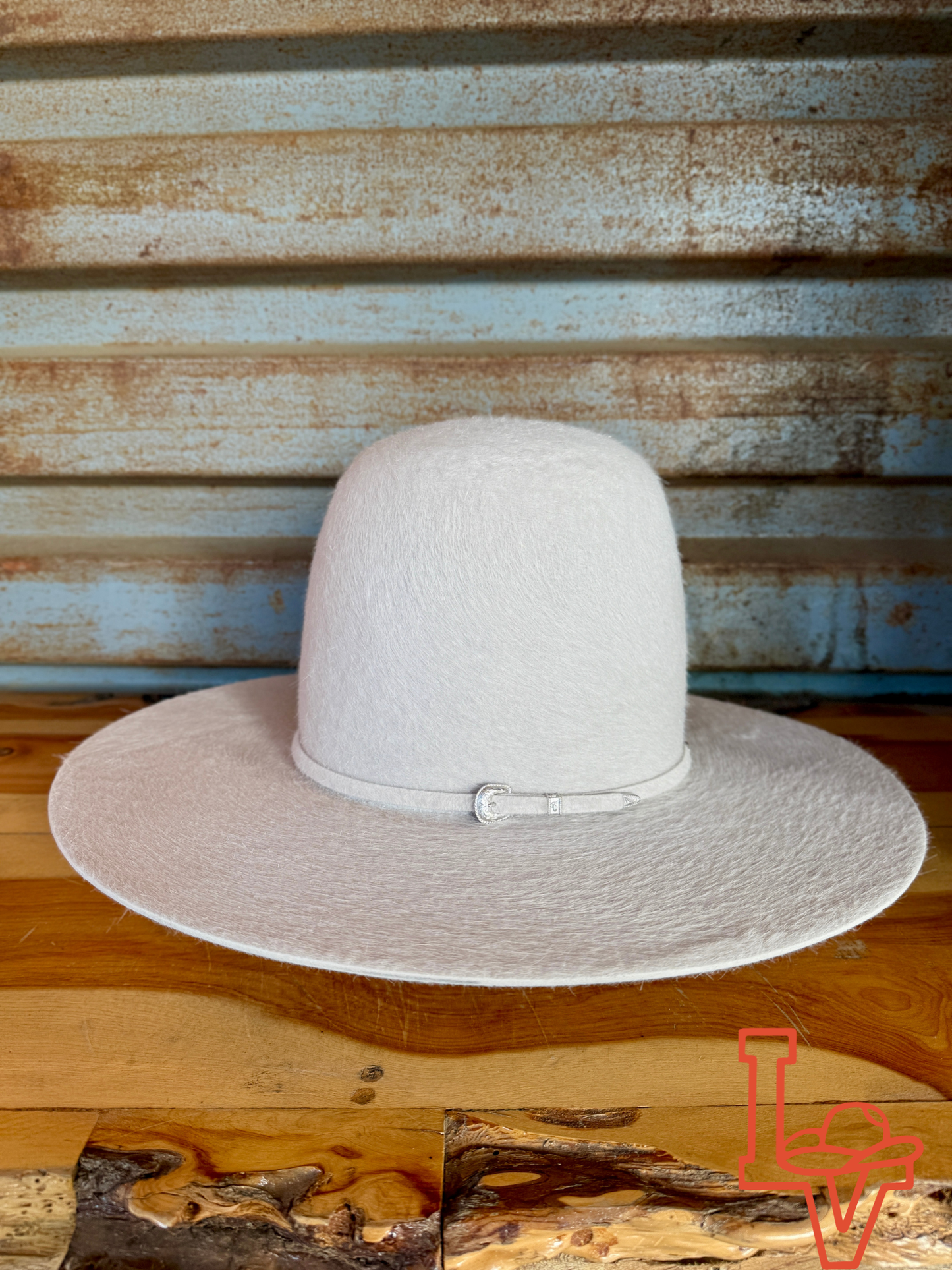 Tacchino 10X Beaver Grizzly Fur Felt Hat 7" Tall Crown 4.25" Brim Crystal White