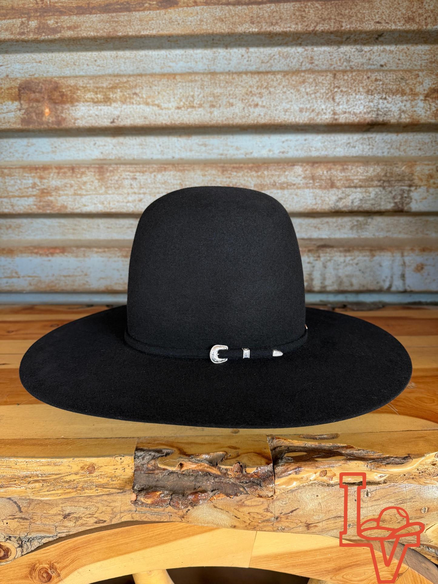 Tacchino 10X Beaver Fur Felt Hat 7" Tall Crown 4.25" Brim Black