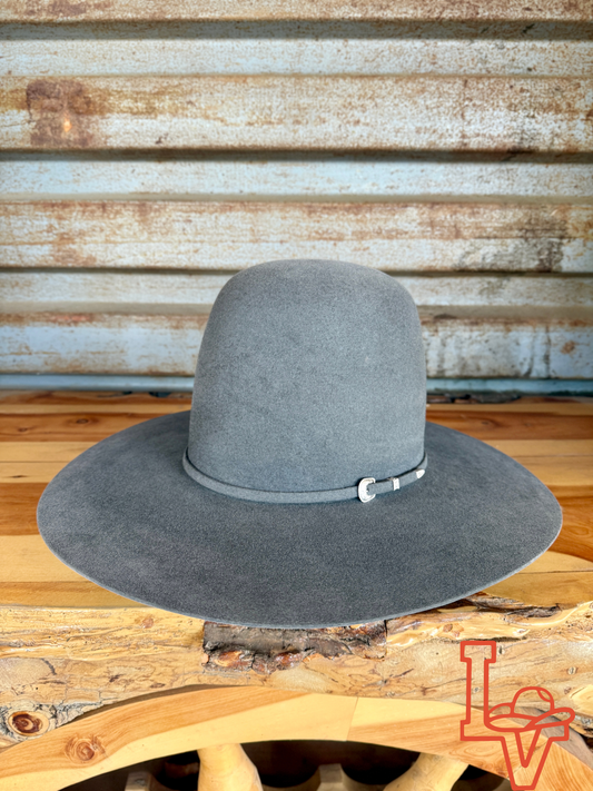 Tacchino 10X Beaver Fur Felt Hat 7" Tall Crown 4.25" Brim Steel Grey