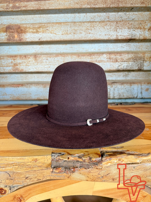 Tacchino 10X Beaver Fur Felt Hat 7" Tall Crown 4.25" Brim Black Cherry