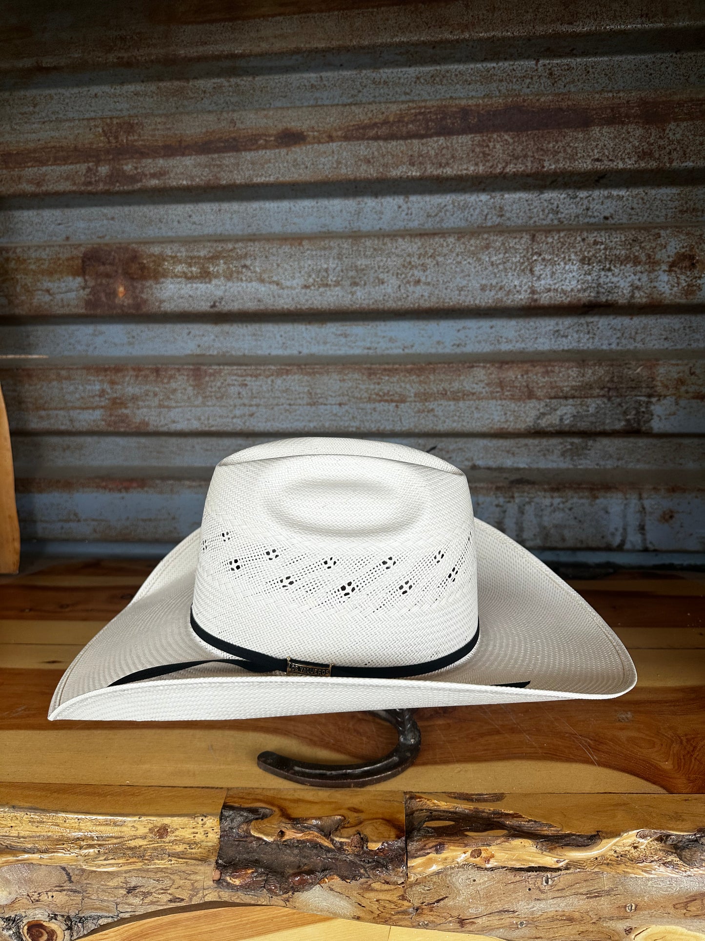 Los Vaqueros Straw Hat Regular Crown Pacman White