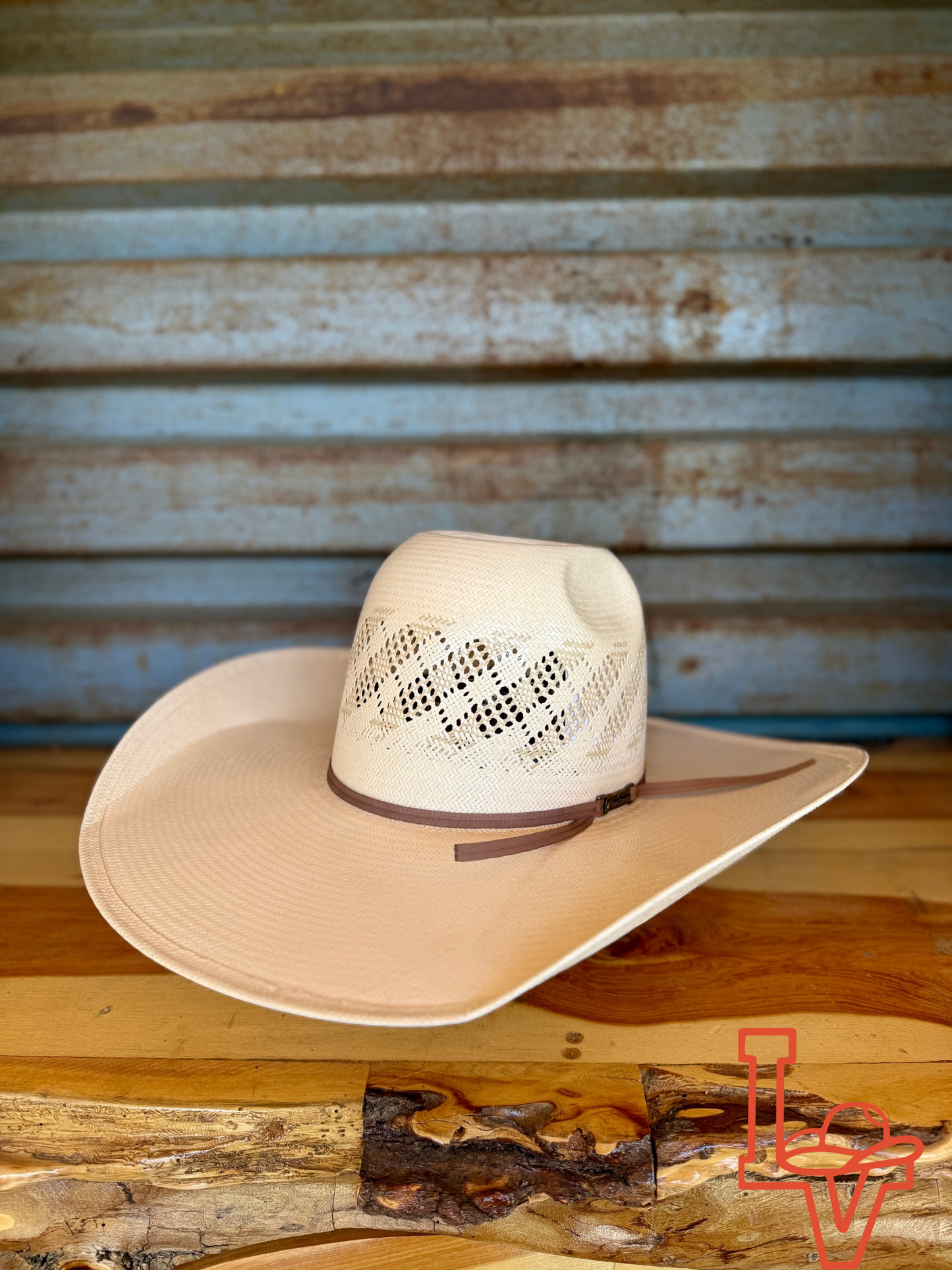 American Hat Company Straw Hat Regular Dirty Road Tan White