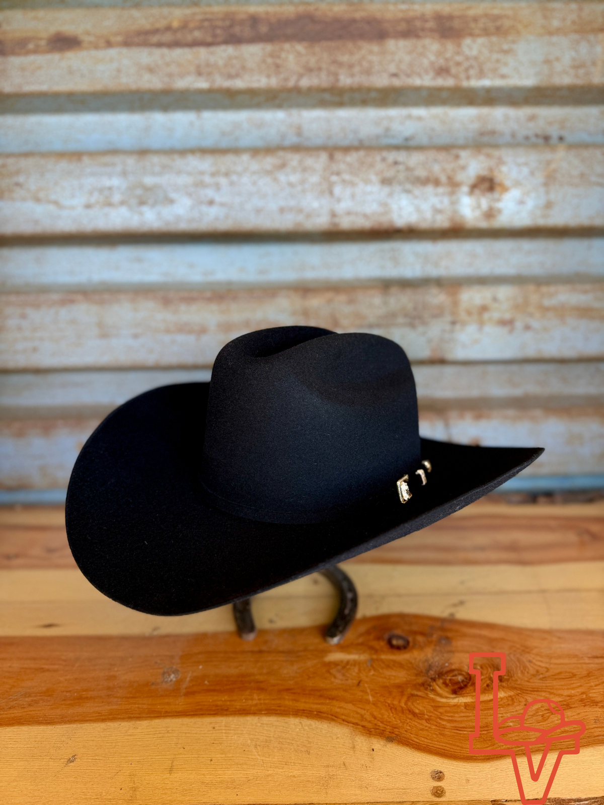 Stetson Wide Brim Hat Size 6 3/4 Black Felt Cowboy Hat Western #J4281 Stetson 6x Mezcal Felt Cowboy Hat Tall Crown Black – Los  main image 3