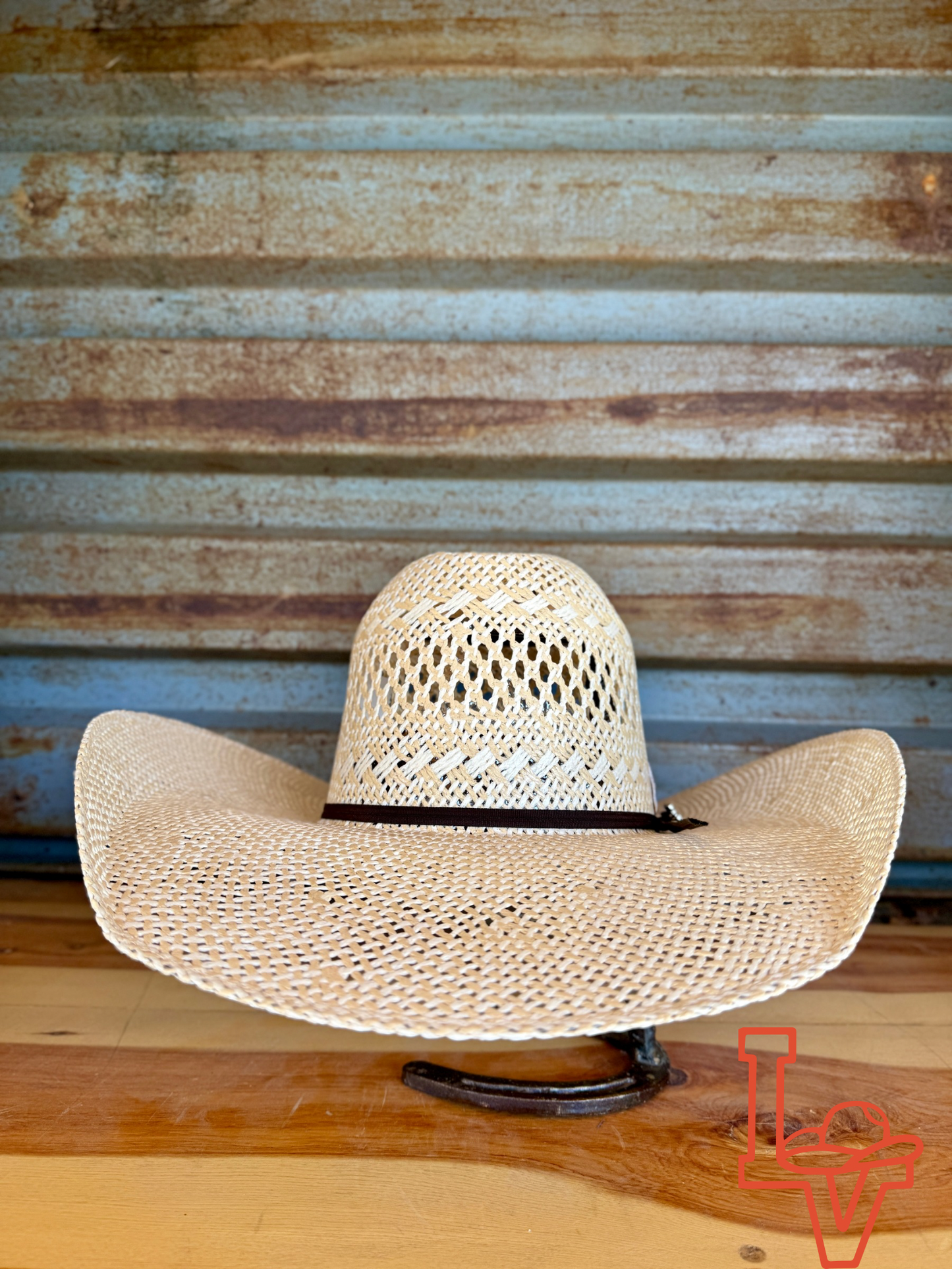 Twister Straw Hat Regular Crown Jute Tan White