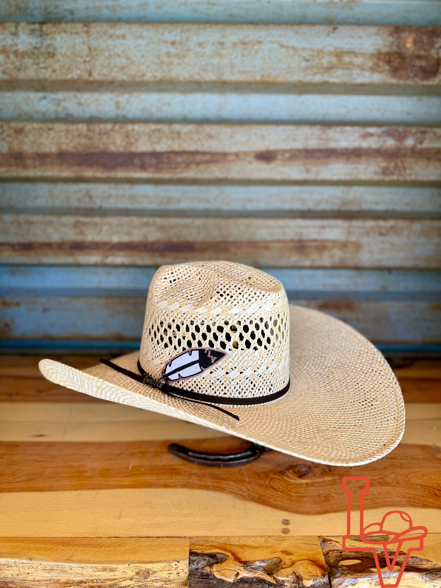 Twister Straw Hat Regular Crown Jute Tan White