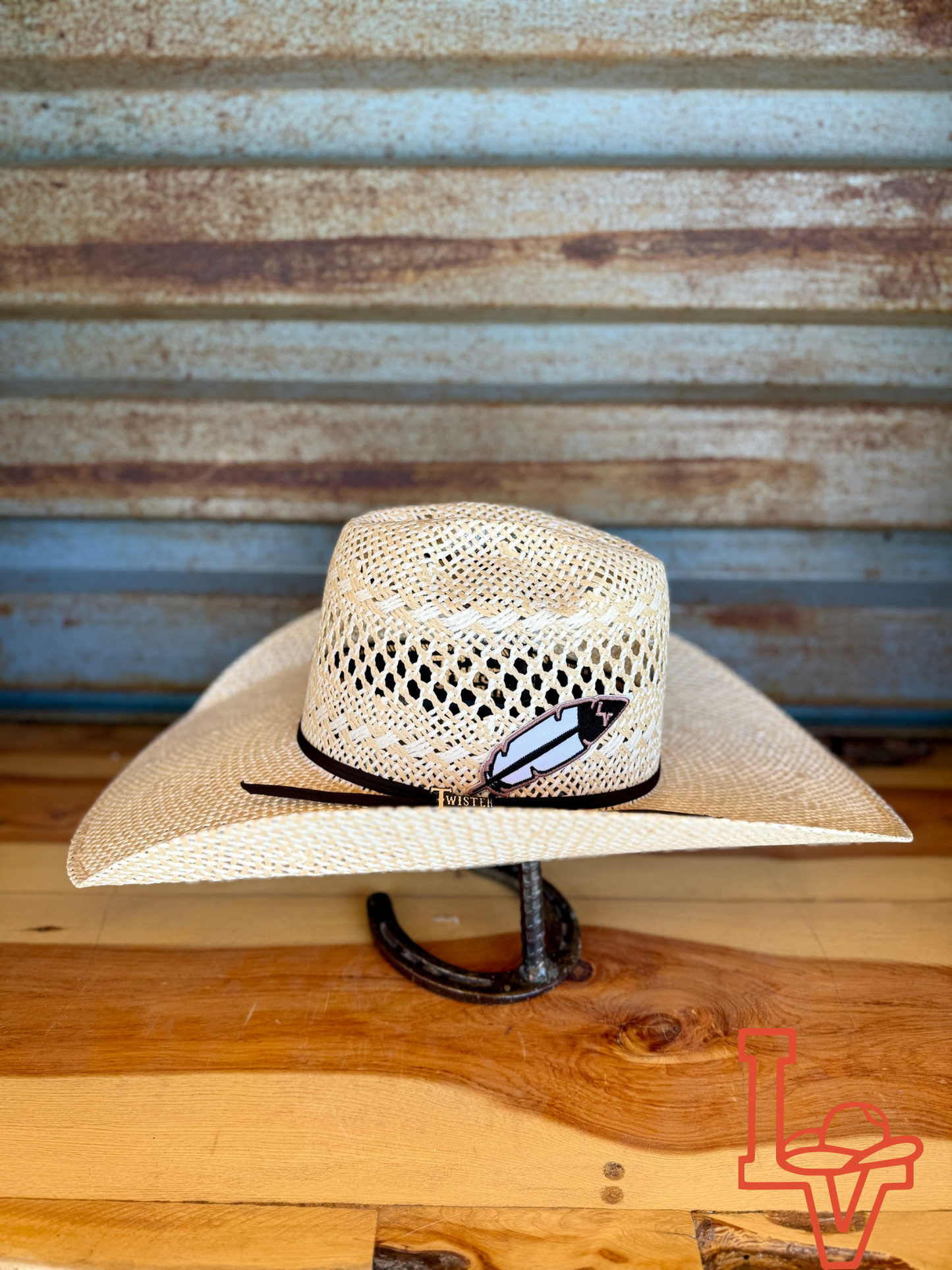 Twister Straw Hat Regular Crown Jute Tan White