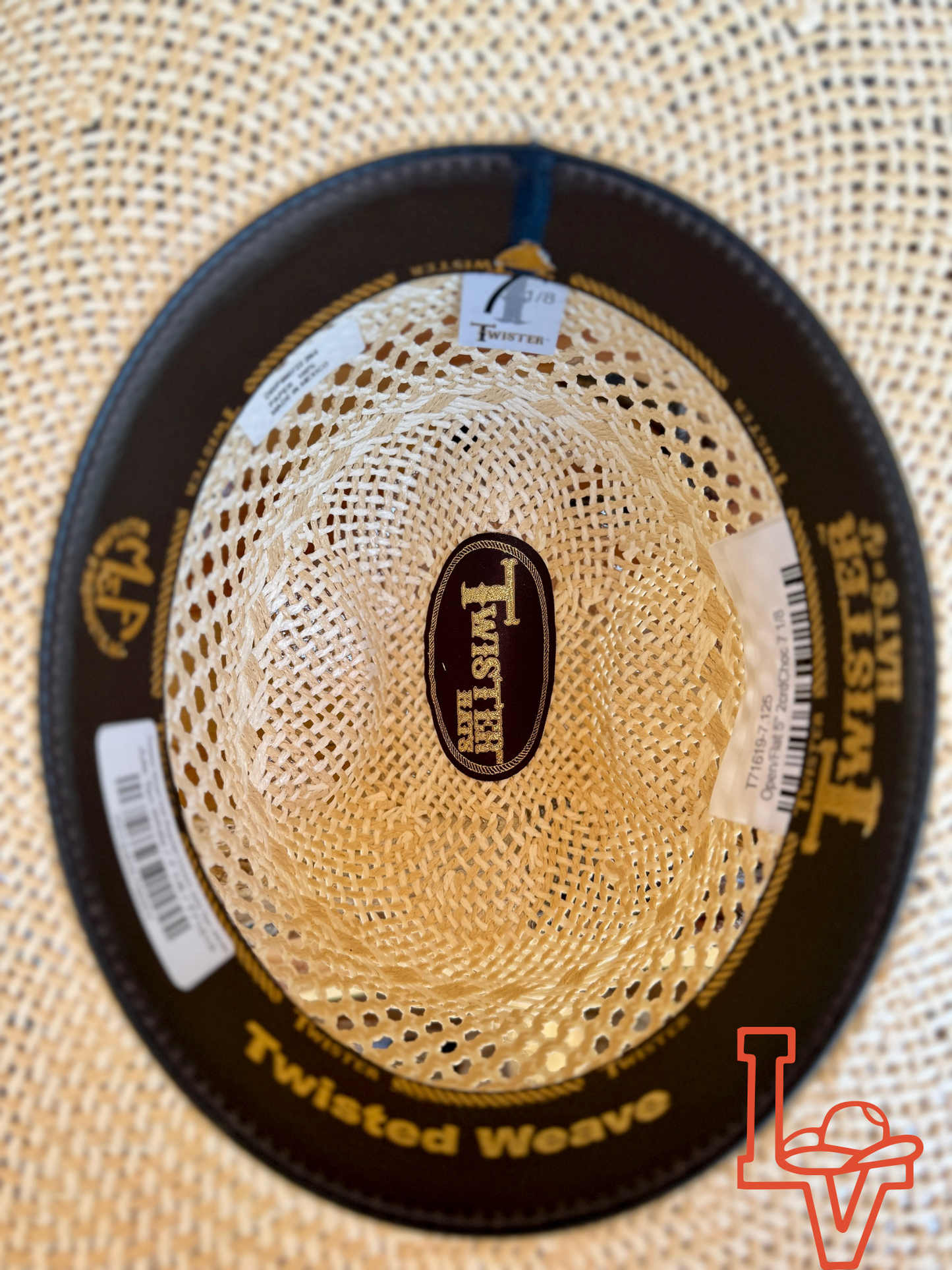 Twister Straw Hat Regular Crown Jute Tan White