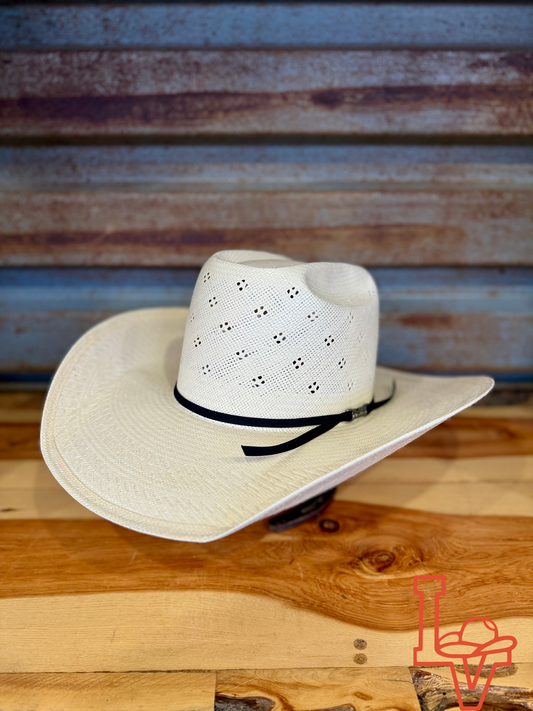 American Hat Company Straw Hat Regular Crown Conley White