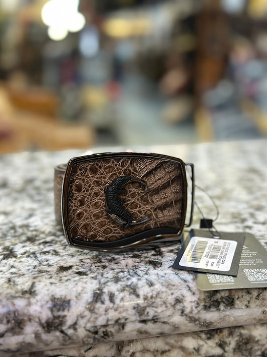 Cuadra Brown Caiman Fuscus Belly Stitching Belt BC480