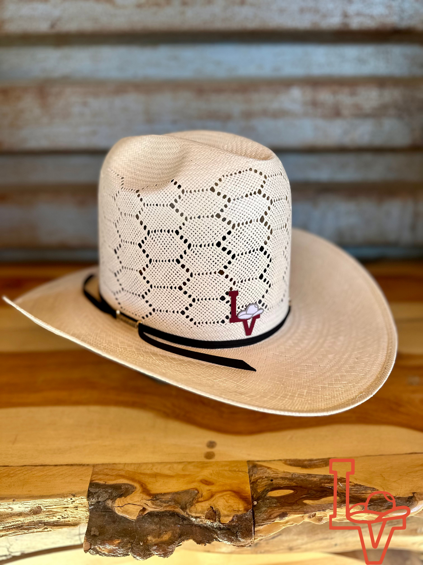 Los Vaqueros Straw Hat Tall Crown Honeycomb White