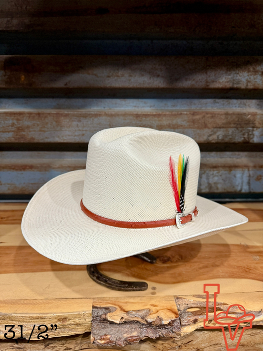 Stetson Primo Cognac 10x Straw Cowboy Hat Crown Natural