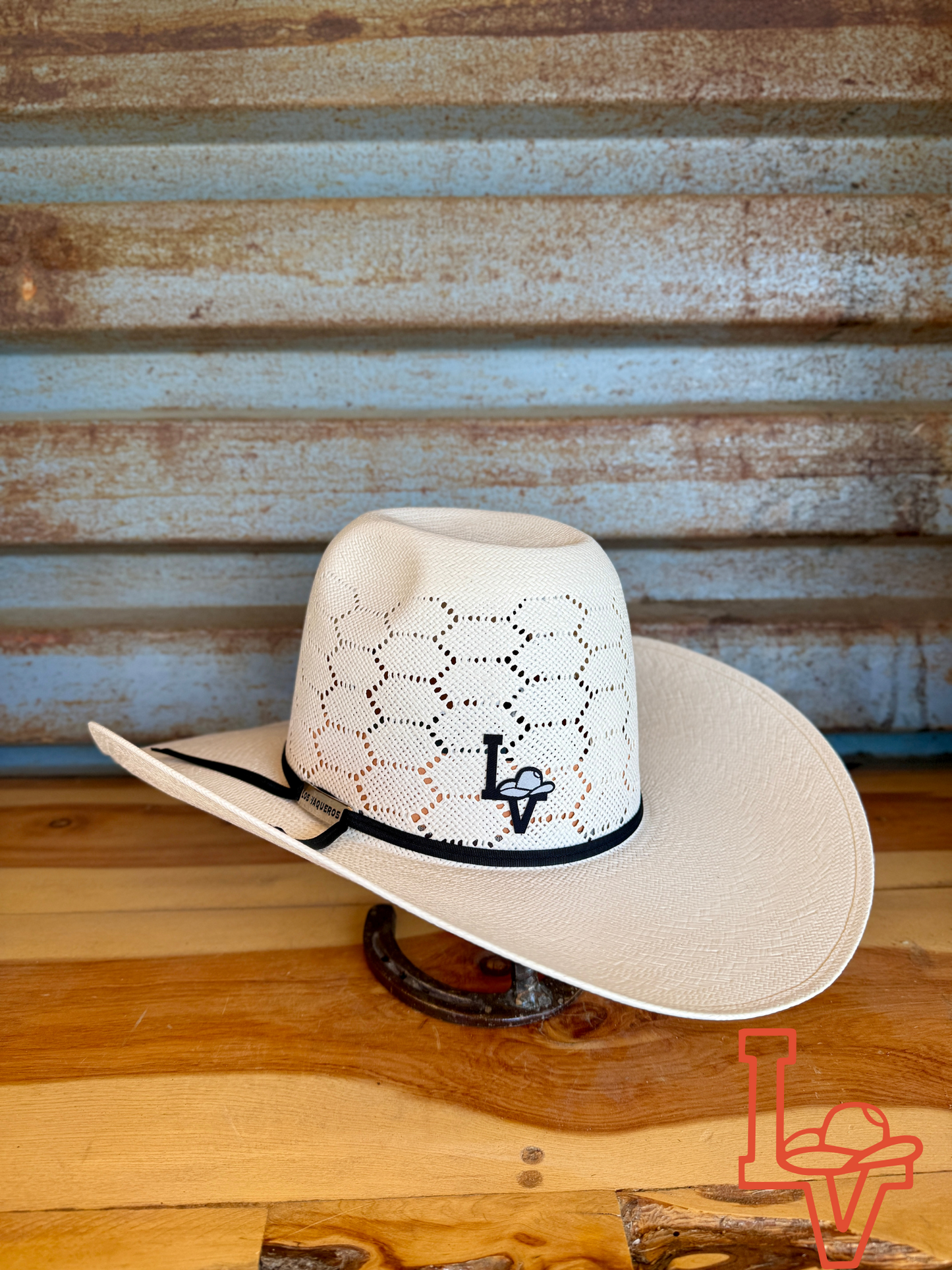Los Vaqueros Straw Hat Regular Crown Honeycomb White