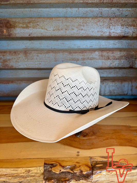 Los Vaqueros Straw Hat Regular Crown Waves White