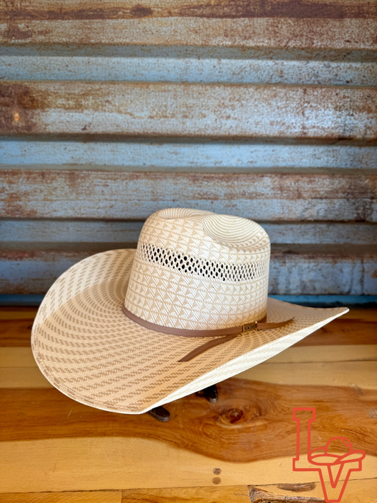 Los Vaqueros Straw Hat Regular Crown Disco Tan White