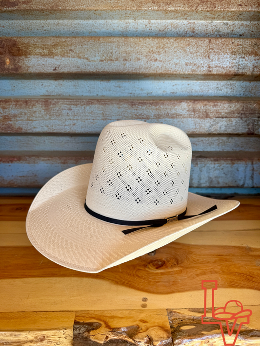 Los Vaqueros Straw Hat Tall Crown Conley White