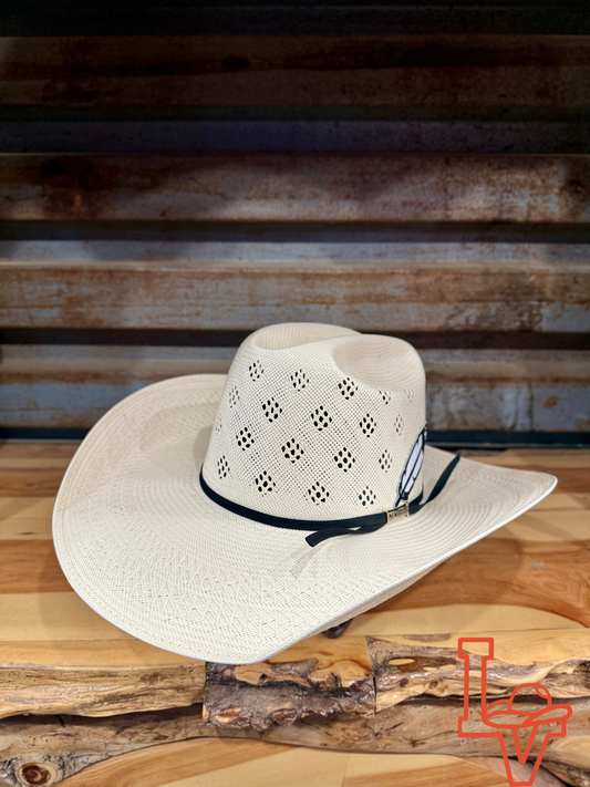 Los Vaqueros Straw Hat Regular Crown Diamond Conley White