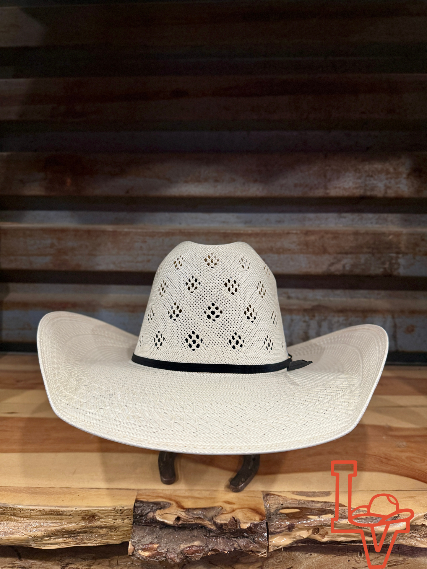 Los Vaqueros Straw Hat Regular Crown Diamond Conley White