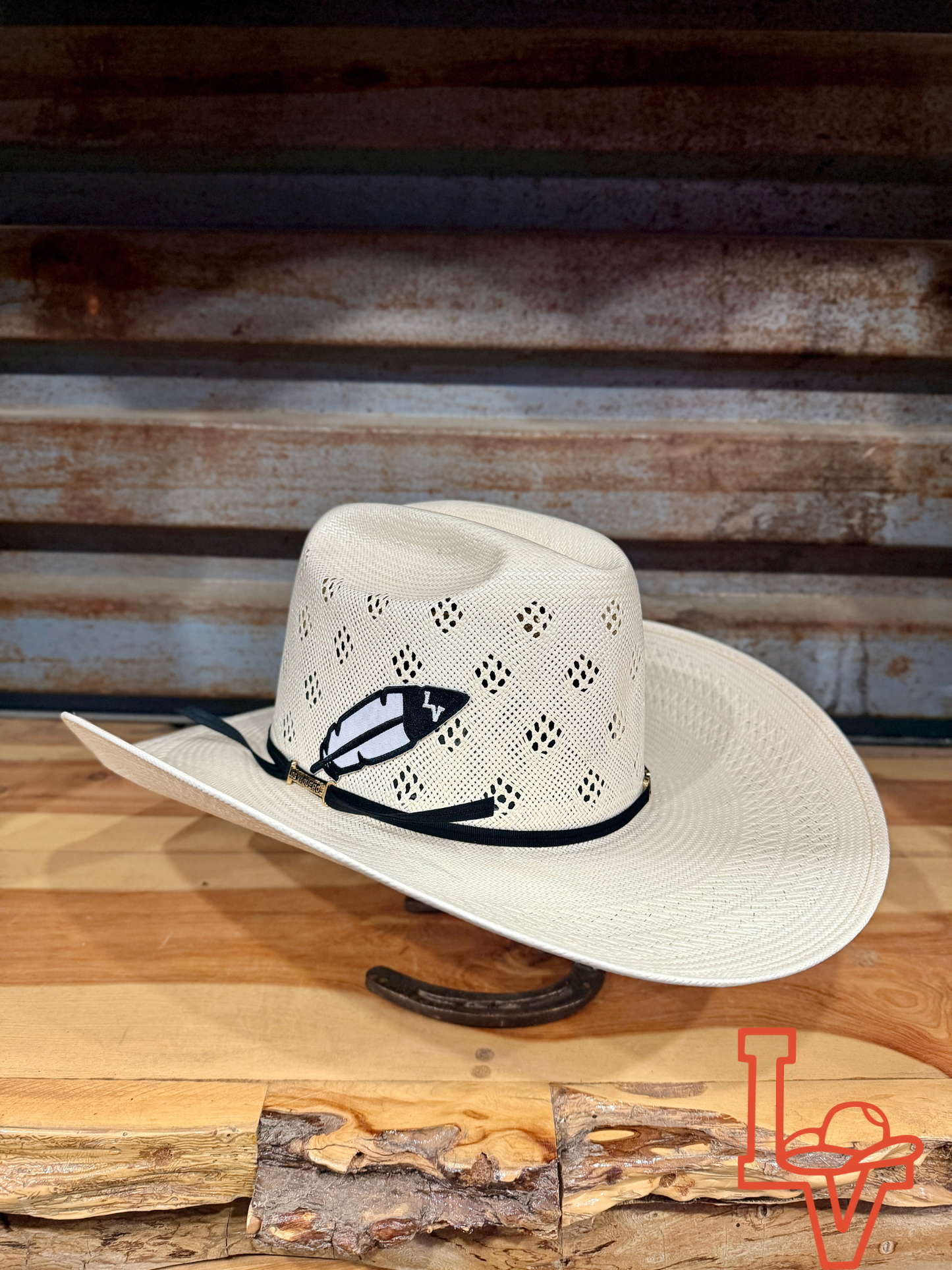 Los Vaqueros Straw Hat Regular Crown Diamond Conley White