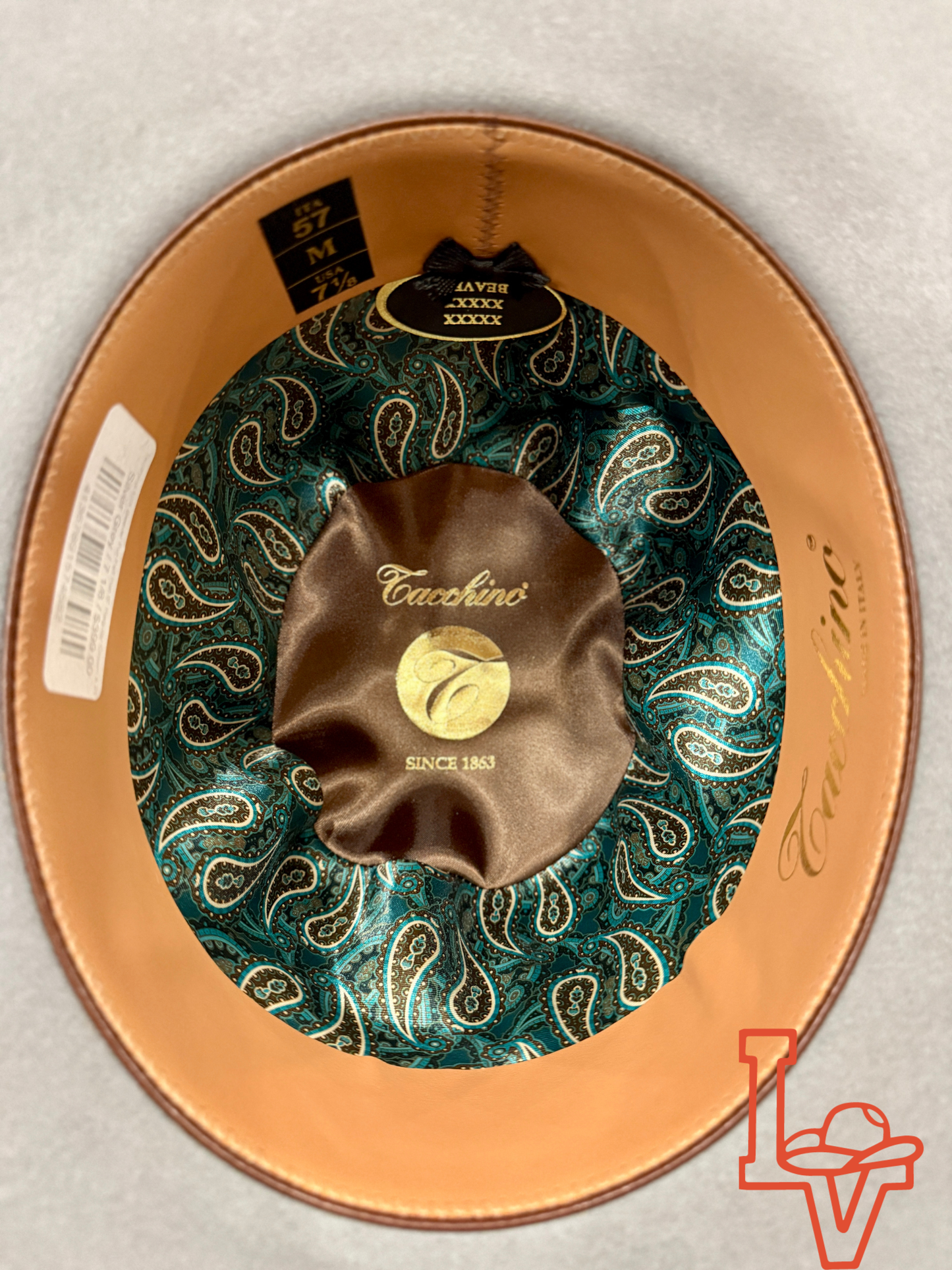 Tacchino 10X Beaver Fur Felt Hat 6" Regular Crown 4.25" Brim Silver Grey