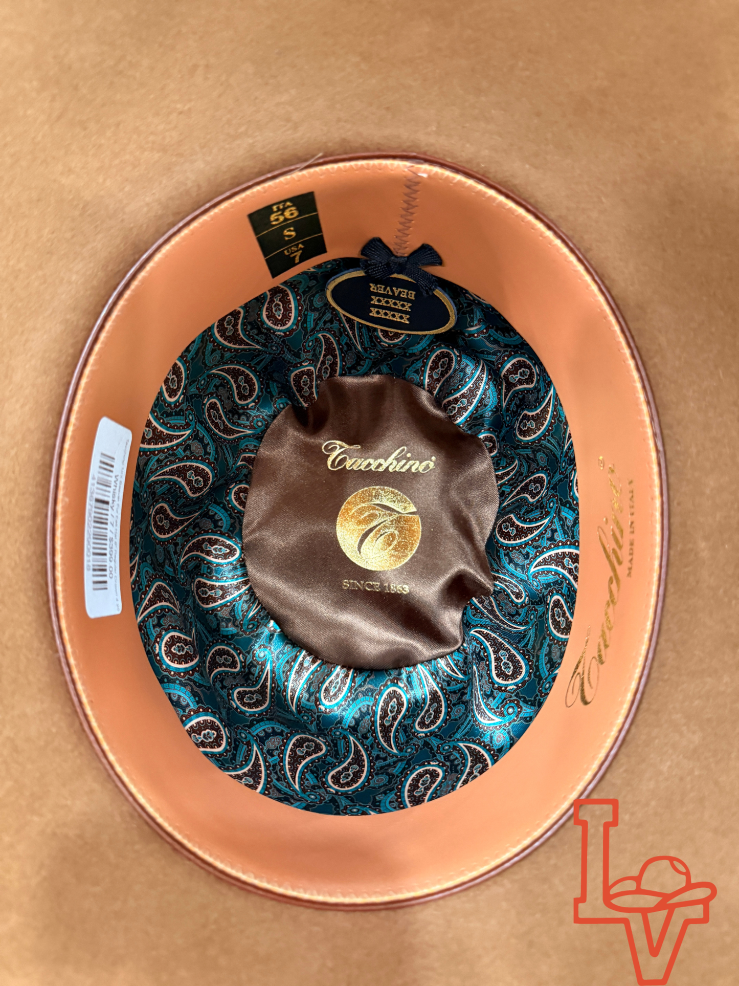 Tacchino 10X Beaver Fur Felt Hat 6" Regular Crown 4.25" Brim Whisky