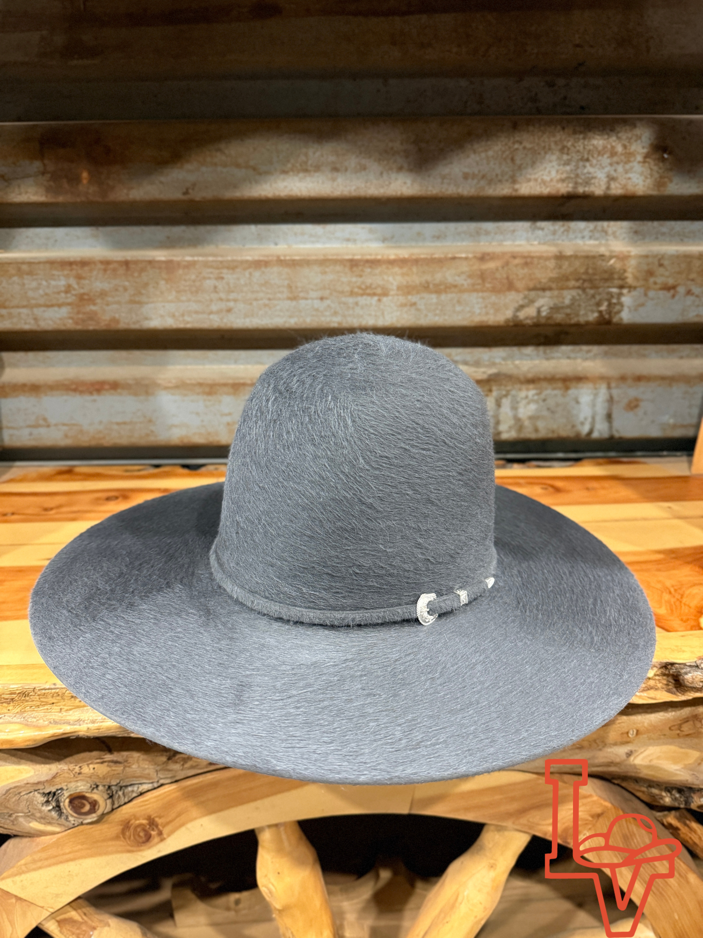 Tacchino 10X Beaver Grizzly Fur Felt Hat 6" Regular Crown 4.25" Brim Charcoal