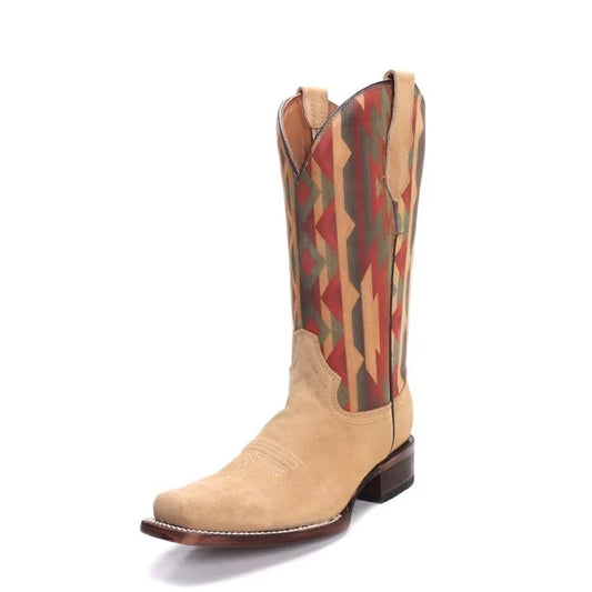 Circle G Ladies L5726 Straw Embroidery Square Toe Western Boots