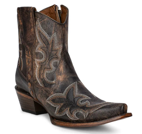 Circle G Ladies L5917 Black Brown Embroidery & Zipper Western Boots