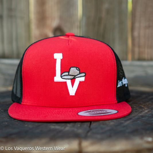 Los Vaqueros Sombrerito LV Logo Snapback Red/Black