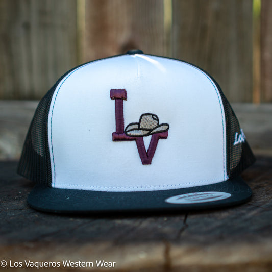 Los Vaqueros Sombrerito LV Logo Snapback White/Black