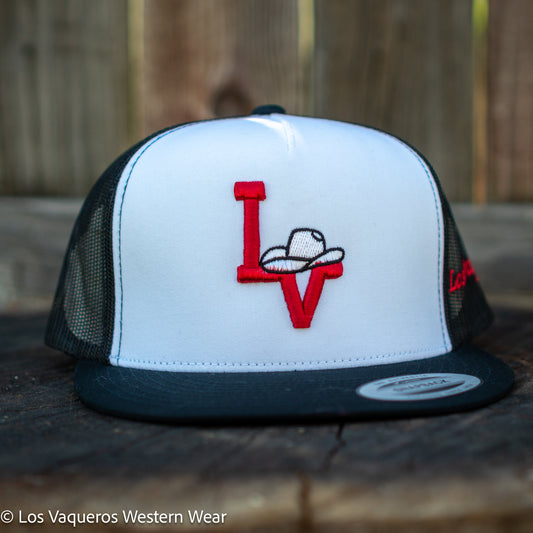 Los Vaqueros Sombrerito LV Logo Snapback White/Black