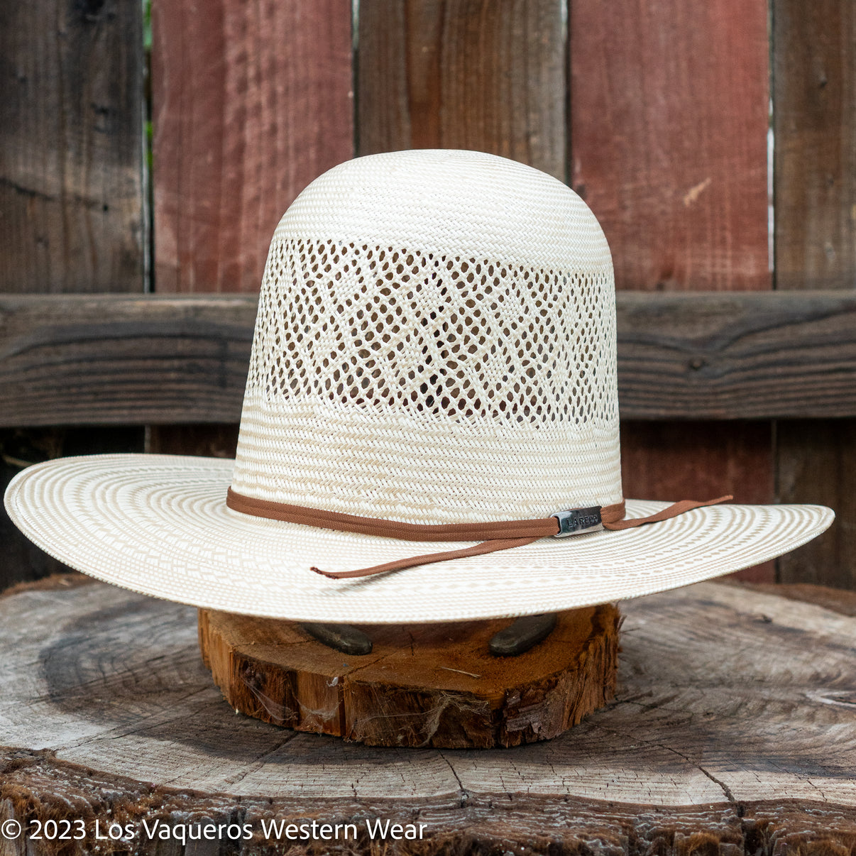 Laredo Straw Hat Tall Crown Diamond Stripe Tan White – Los Vaqueros ...